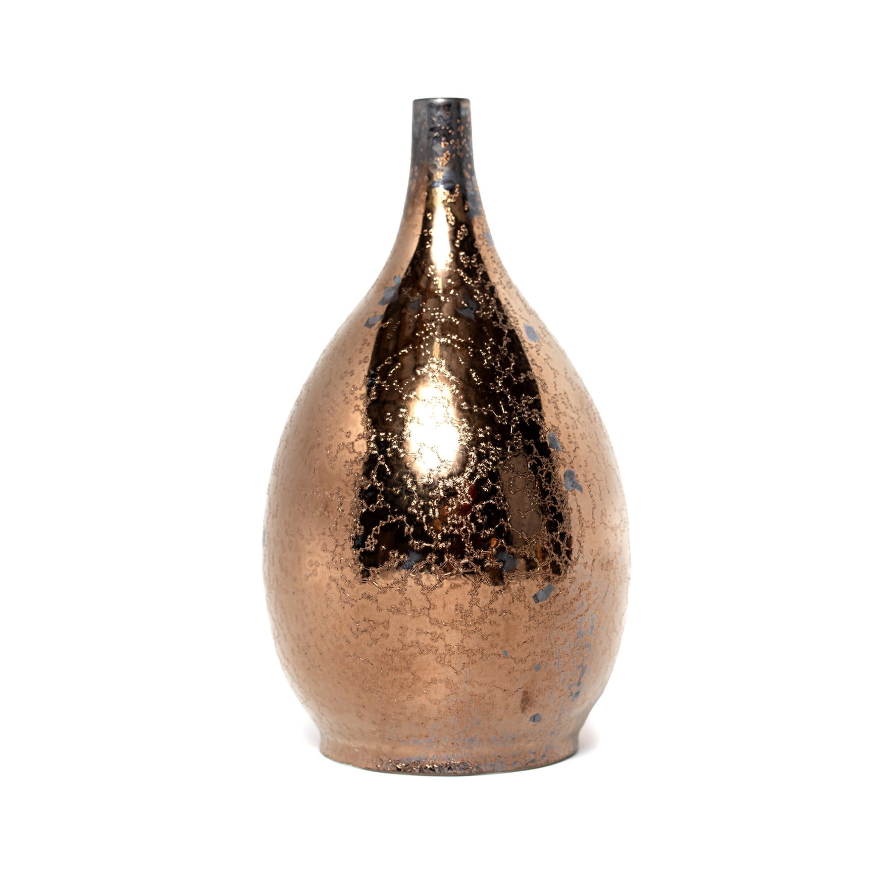 Bronze-colored John Britt vase on a white background