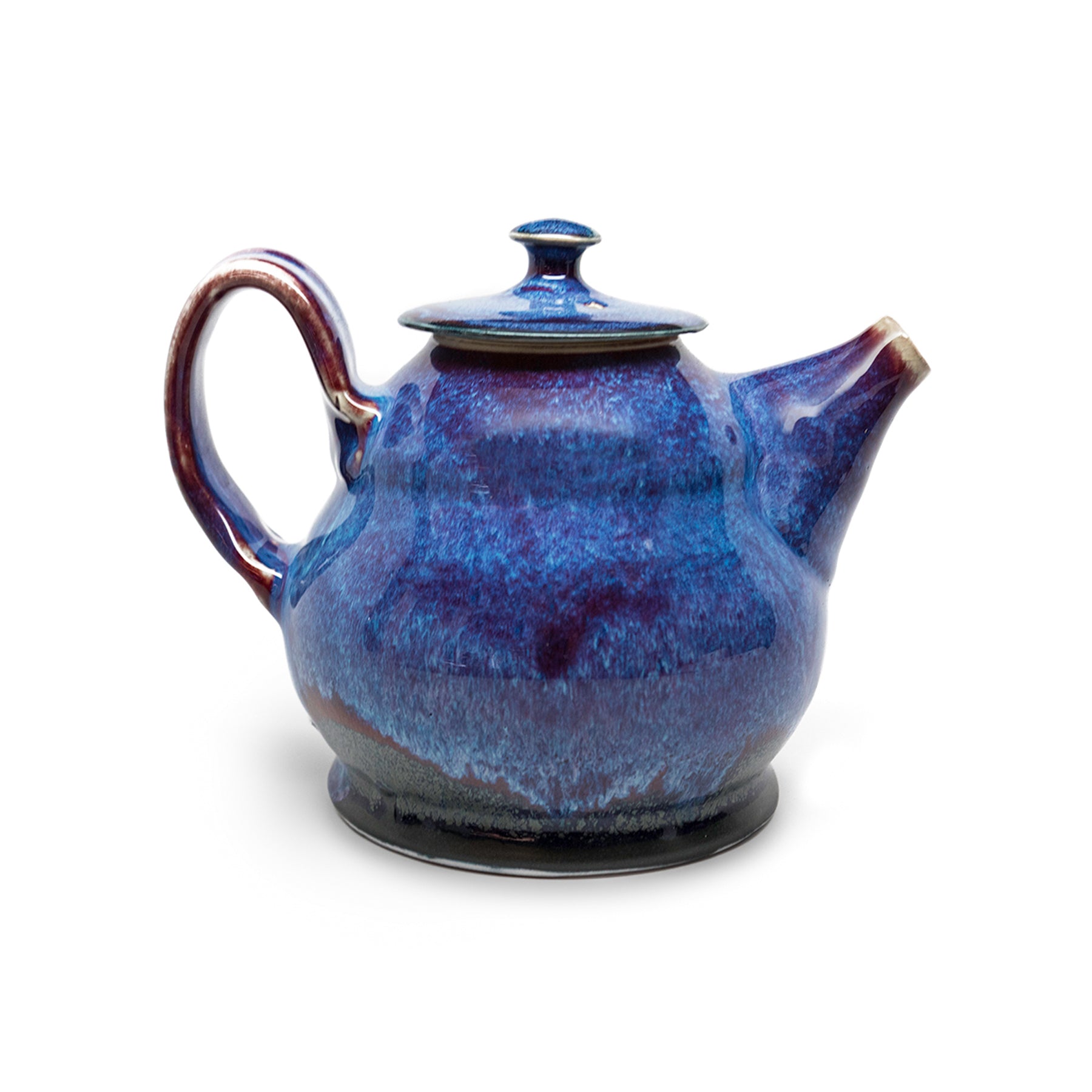 Blue John Britt ceramic teapot on a white background