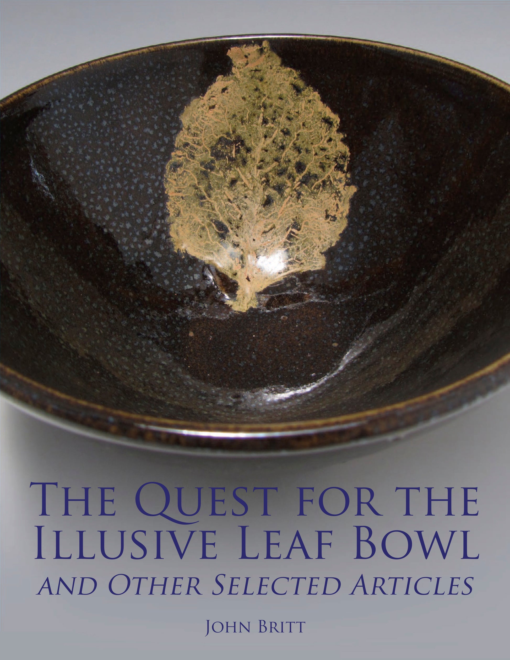 Ceramic bowl with leaf design on a gray background